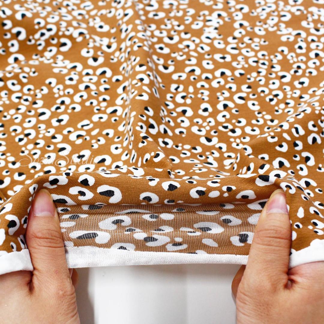 1 Yard Leopard Print Cotton Spandex Jersey Knit Fabric: Apparel Sewing - by the yard