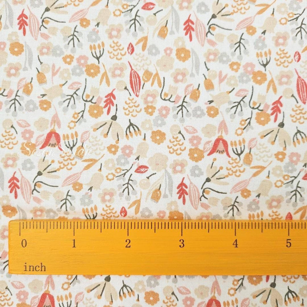 Soft Orange Floral Cotton Fabric: Lightweight Spring Print, by the yard