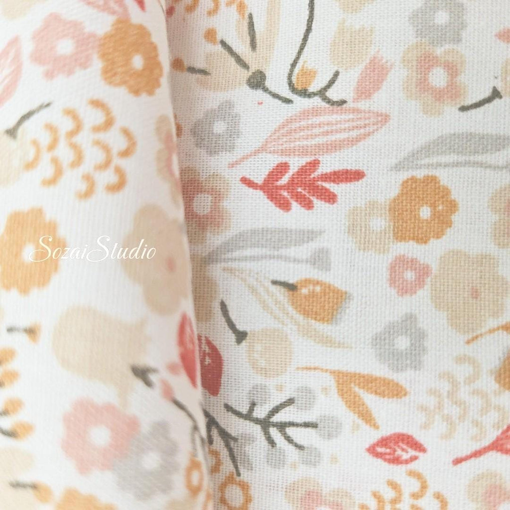 Soft Orange Floral Cotton Fabric: Lightweight Spring Print, by the yard