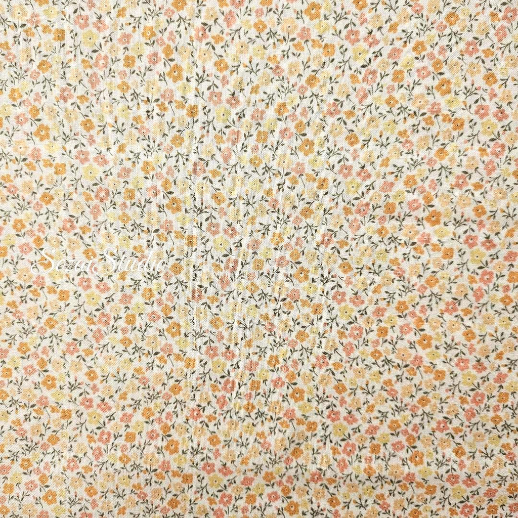 Japanese fabric - Flore Collection Petit Flower, ORANGE - 100% Cotton (Print) - by the yard