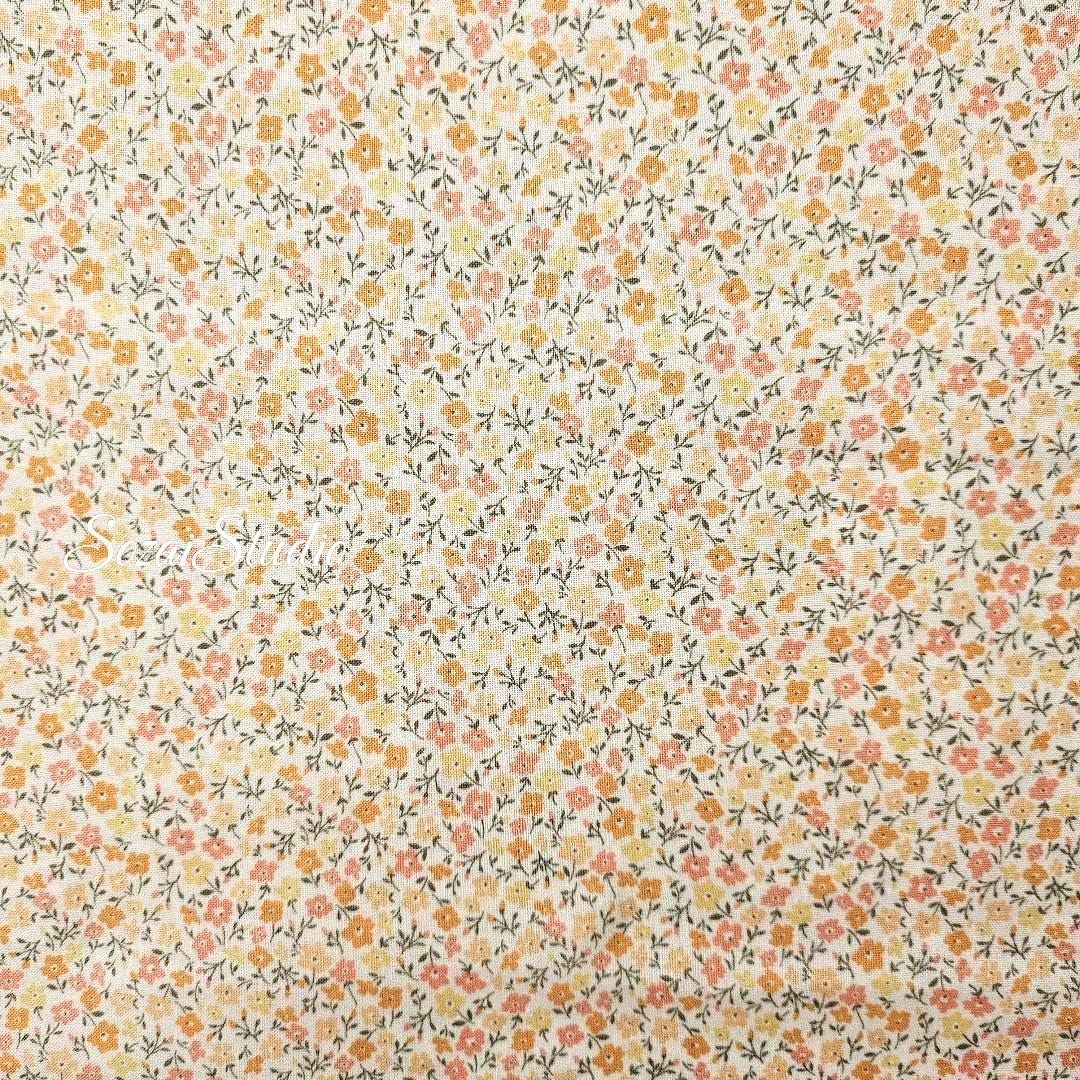 Japanese fabric - Flore Collection Petit Flower, ORANGE - 100% Cotton (Print) - by the yard
