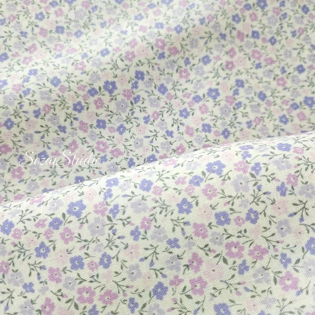 1 Yard Japanese Floral Cotton Fabric: Light Purple Petit Flower Print