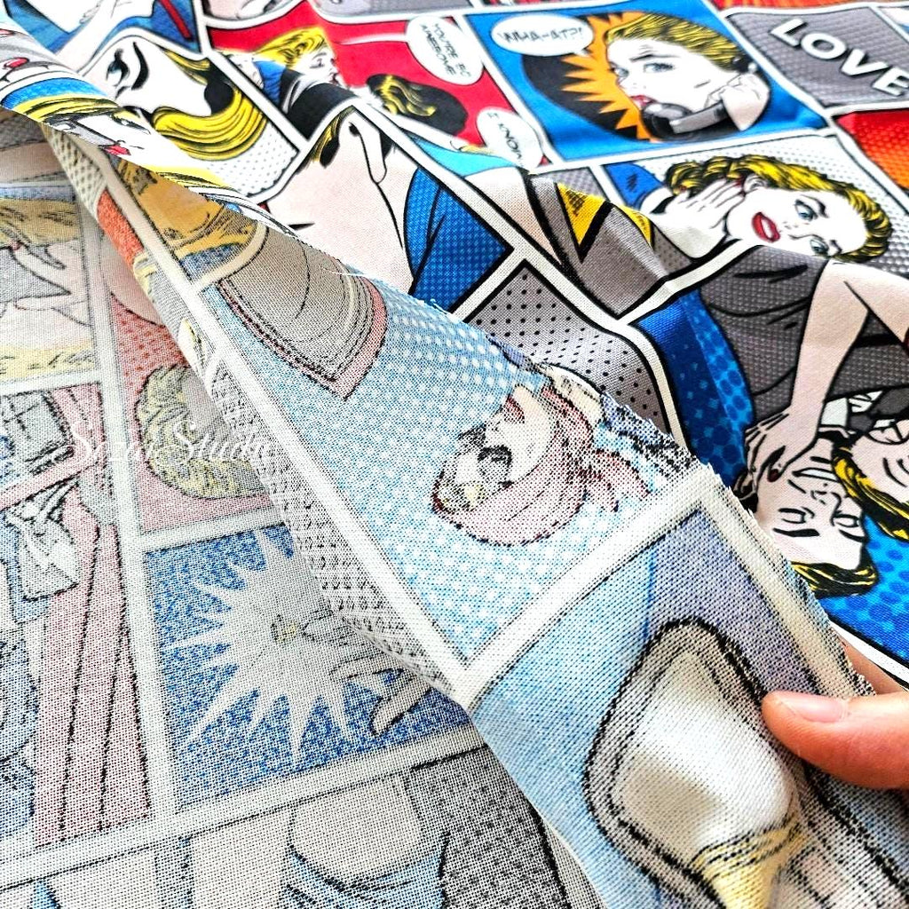 Retro American-style Comics - POP Multicolor Canvas, Digital Print - by the yard