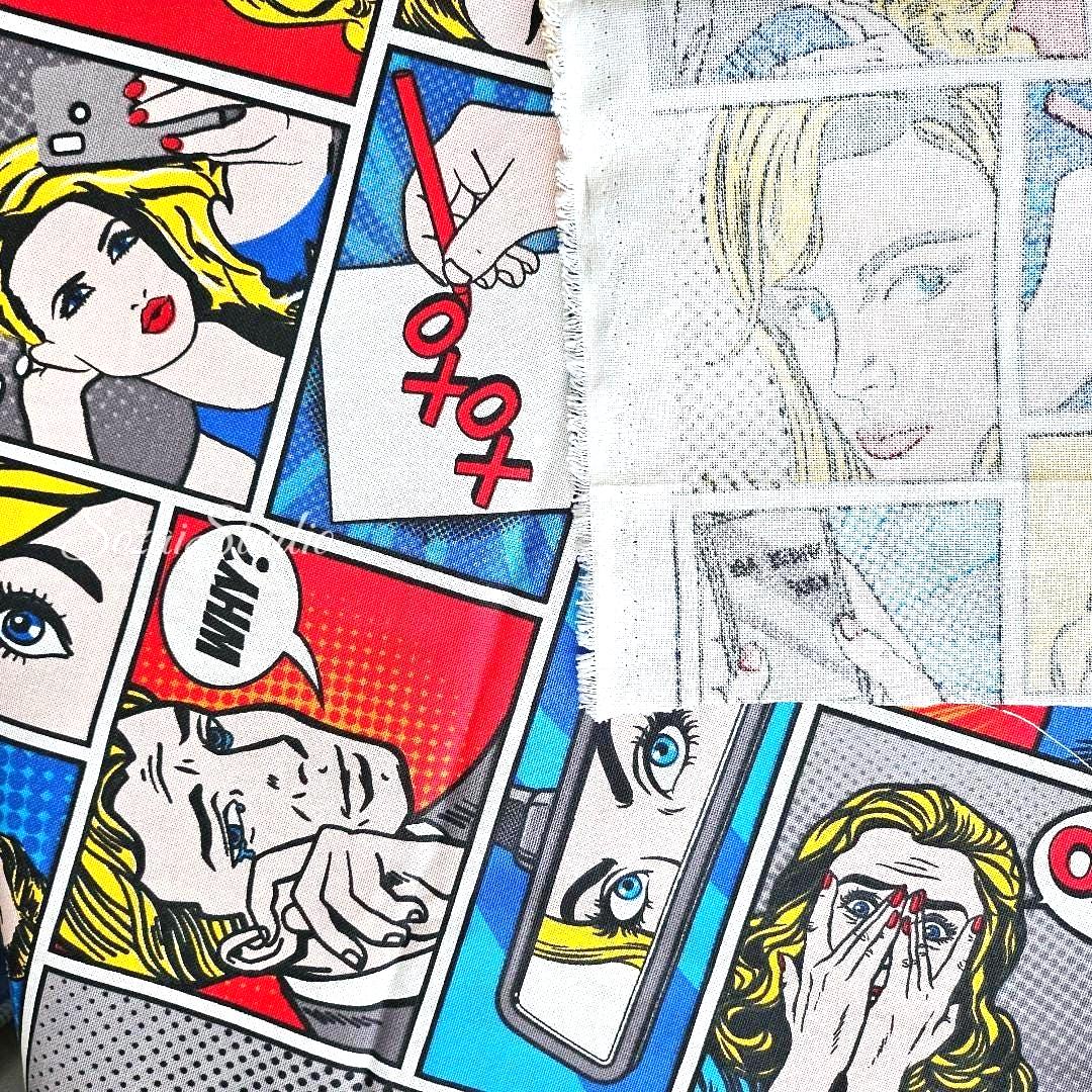 Retro American-style Comics - POP Multicolor Canvas, Digital Print - by the yard