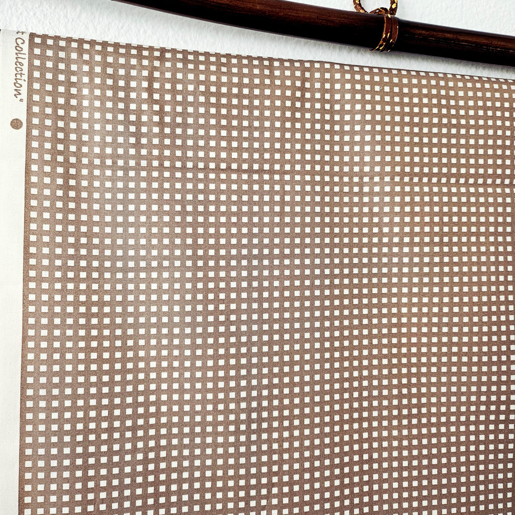 Japanese fabric - Two-tone Checkered, Brown - 100% Cotton Shirting (Printed), by the yard