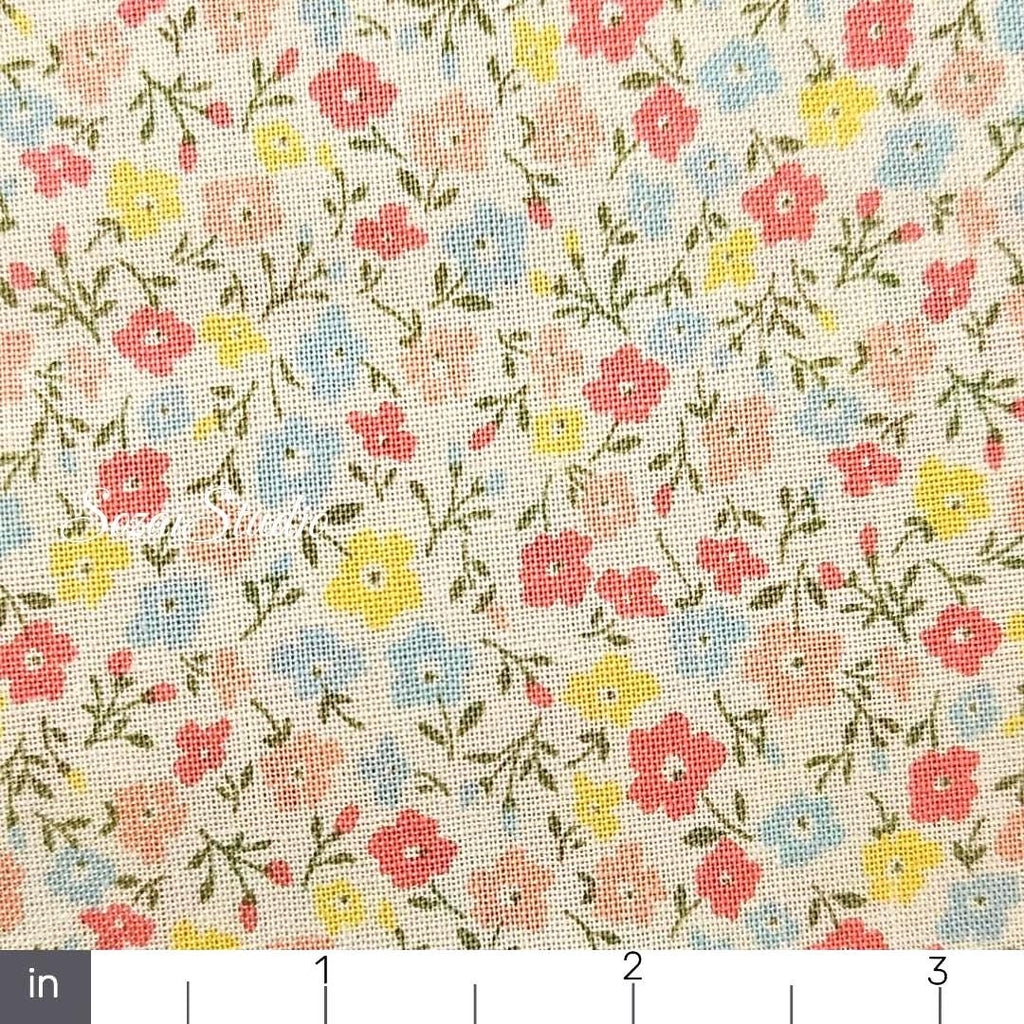 Japanese Cotton Fabric: Floral Print - Petit Flower Garden, by the yard