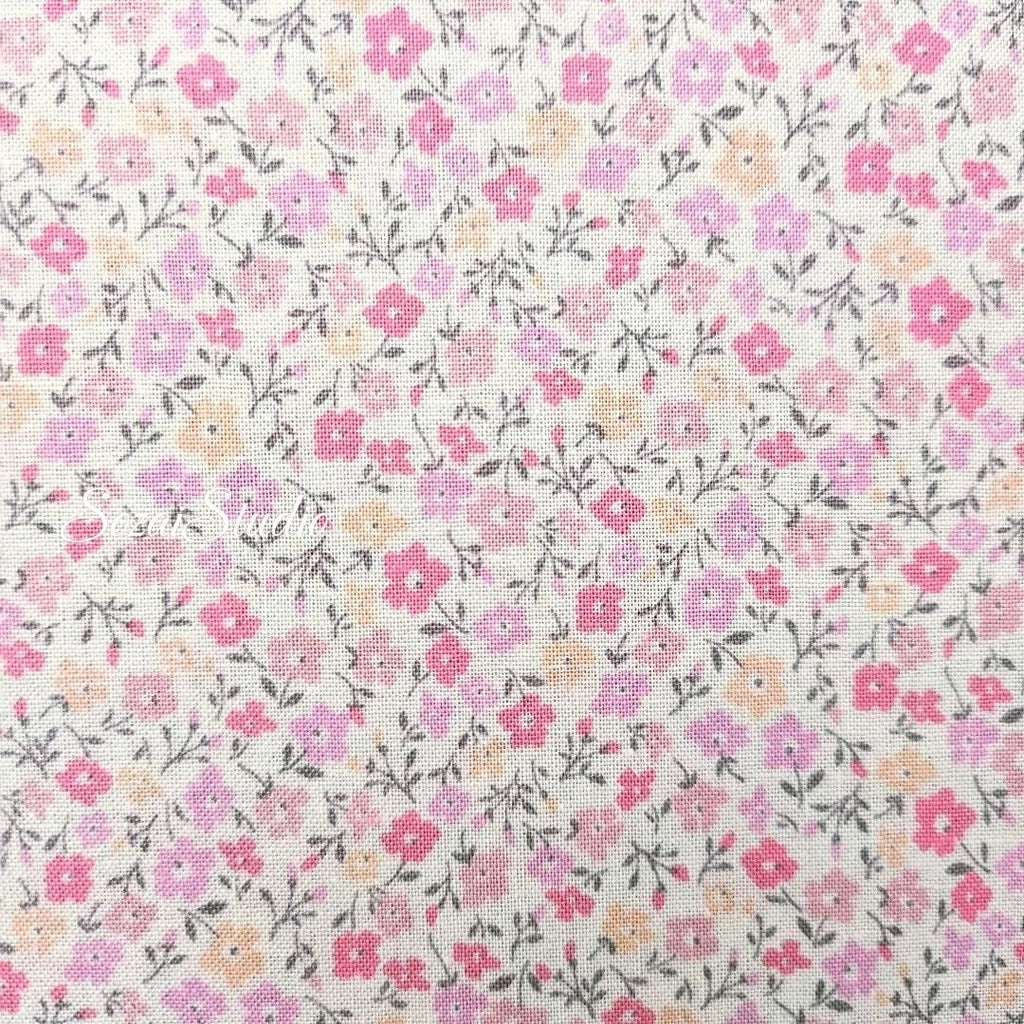 Japanese Cotton Fabric: Pink Floral Print - Petit Flower Garden, by the yard