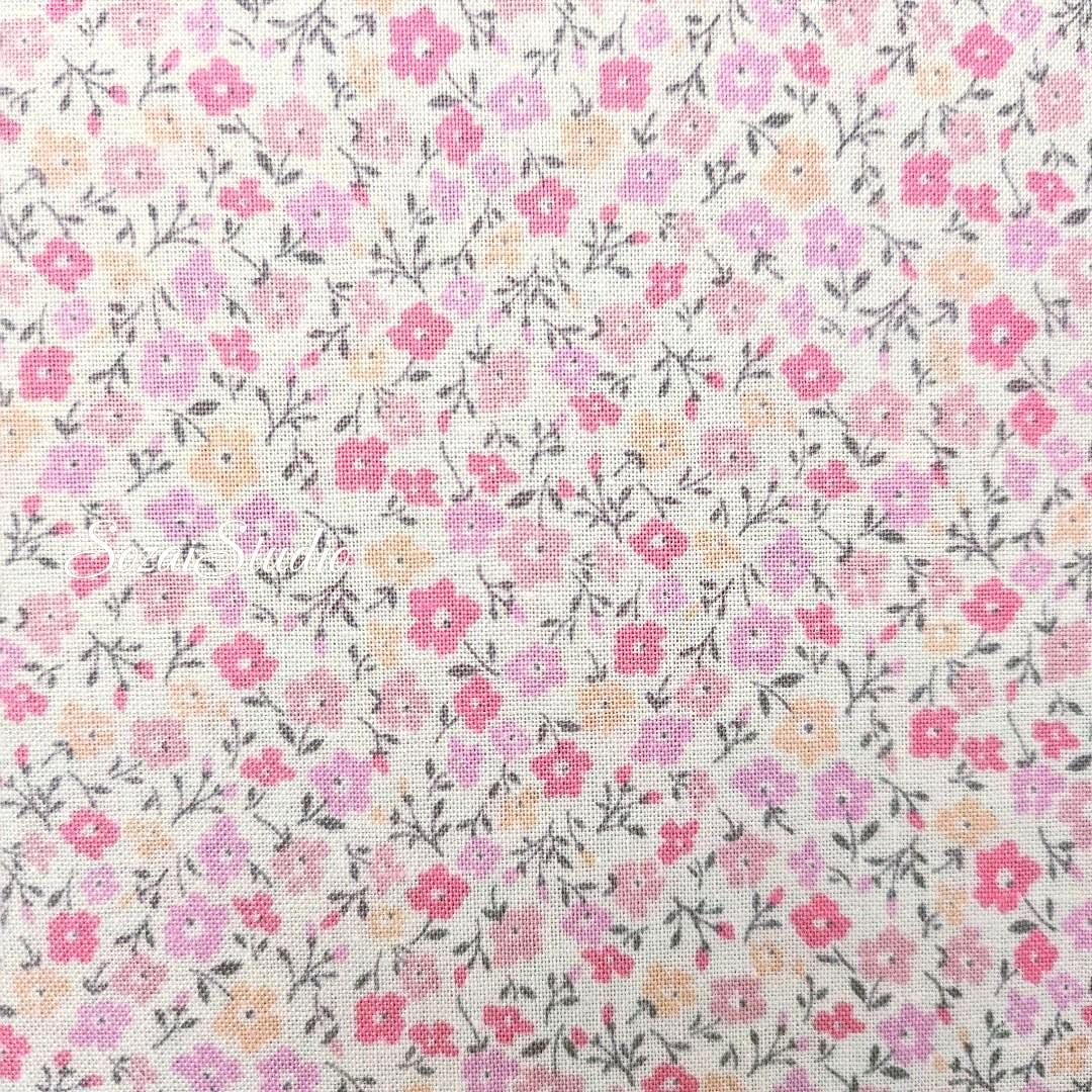 Japanese Cotton Fabric: Pink Floral Print - Petit Flower Garden, by the yard