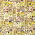 1 yard Japanese fabric - European-inspired Tile Pattern, Orange - 100% Cotton Square (Print)
