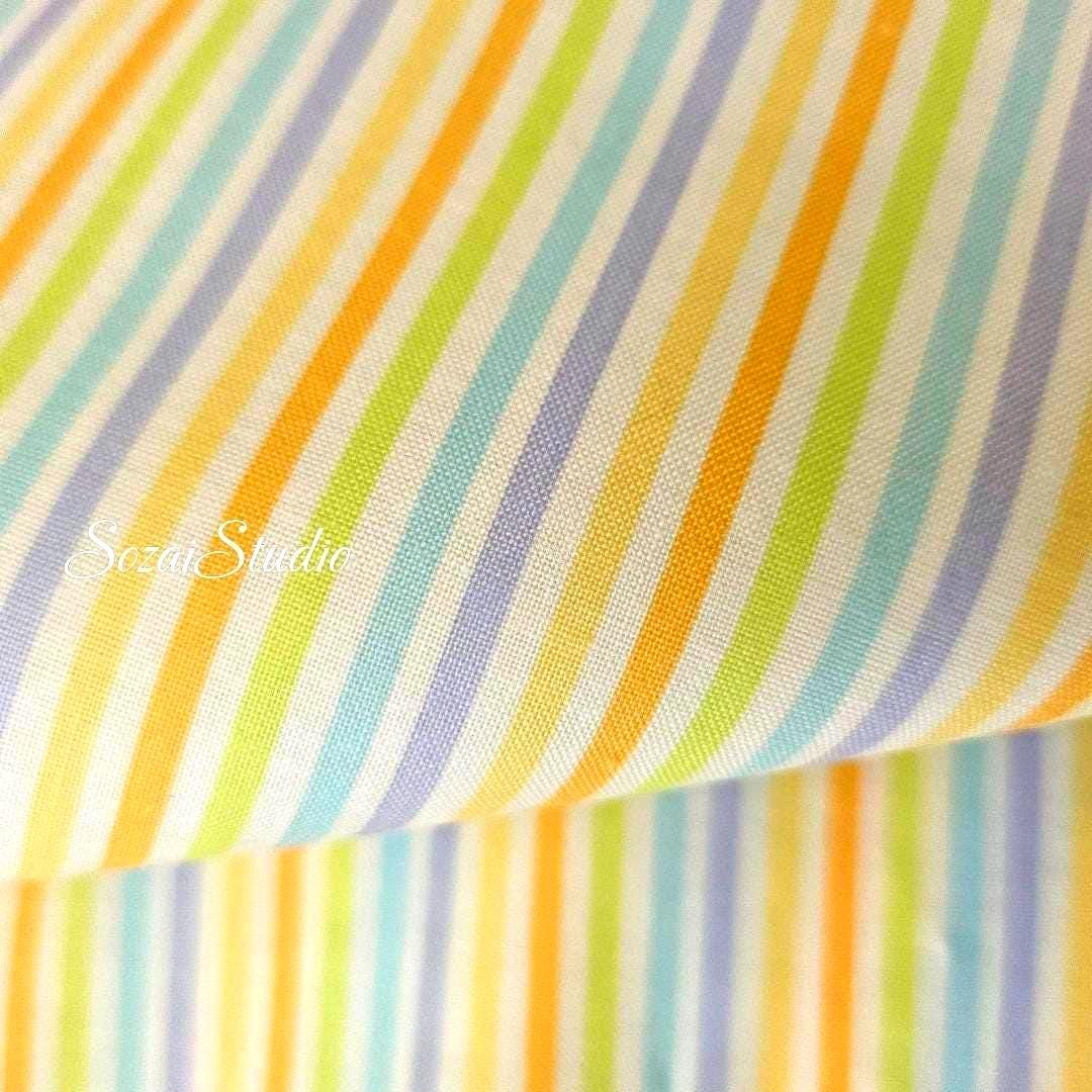 Japanese Cotton Fabric: Retro Five Color Vertical Stripe - by the yard