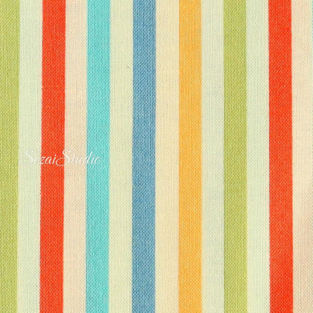 Japanese Cotton Fabric: Retro Orange Stripe Print - by the yard