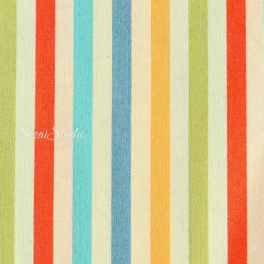 Japanese Cotton Fabric: Retro Orange Stripe Print - by the yard