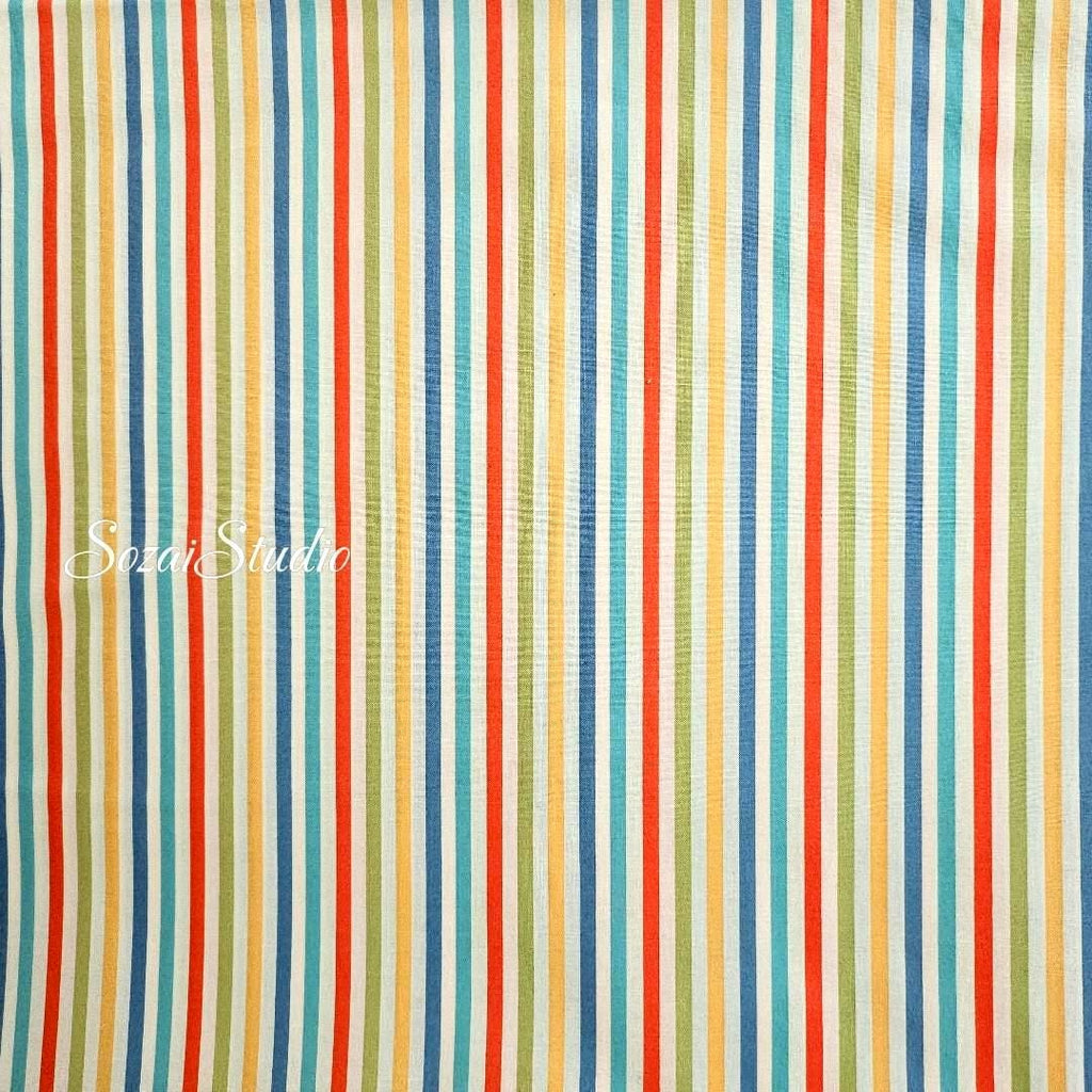 Japanese Cotton Fabric: Retro Orange Stripe Print - by the yard