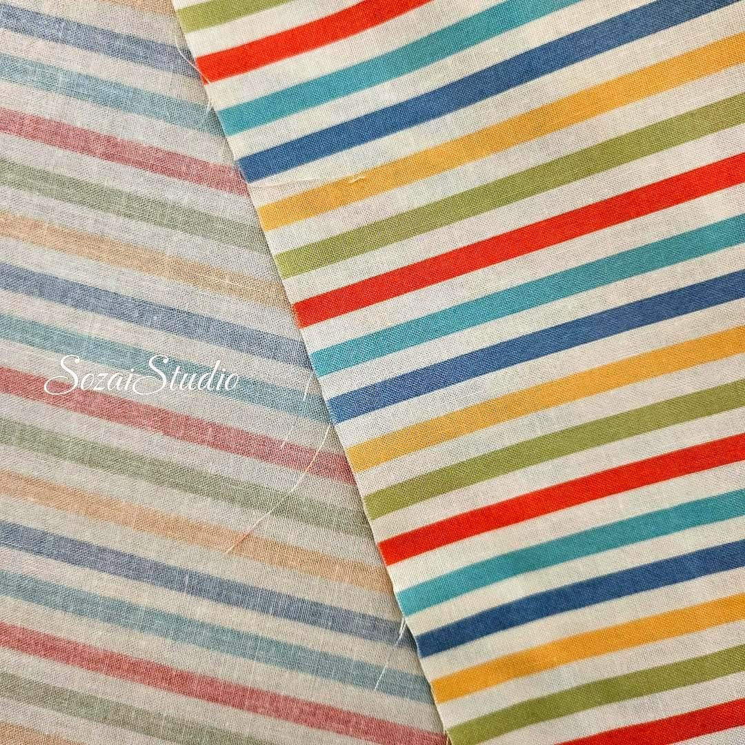 Japanese Cotton Fabric: Retro Orange Stripe Print - by the yard