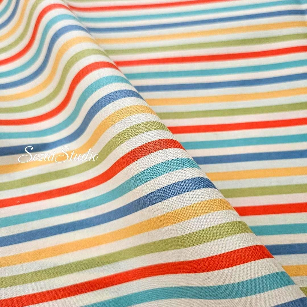 Japanese Cotton Fabric: Retro Orange Stripe Print - by the yard