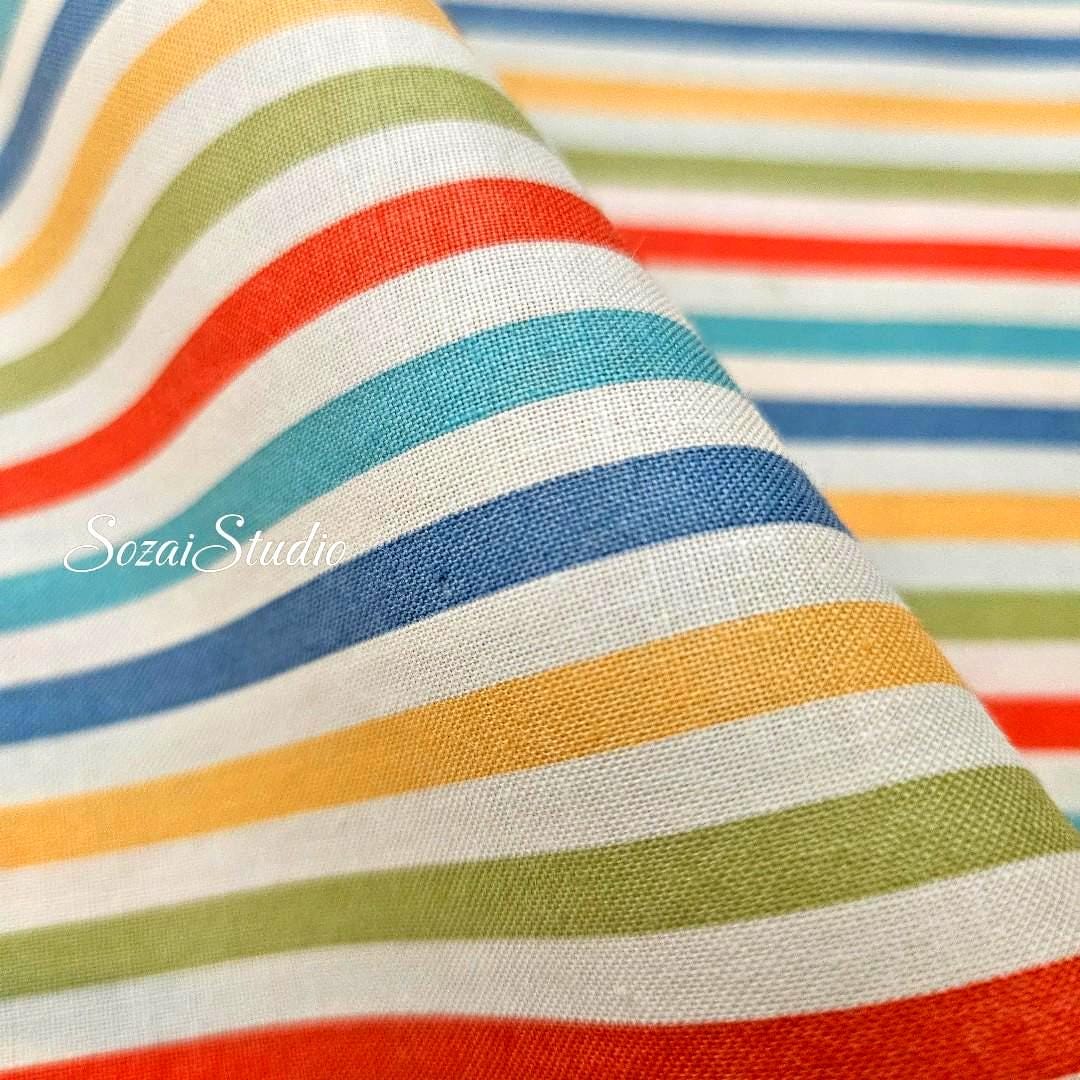 Japanese Cotton Fabric: Retro Orange Stripe Print - by the yard