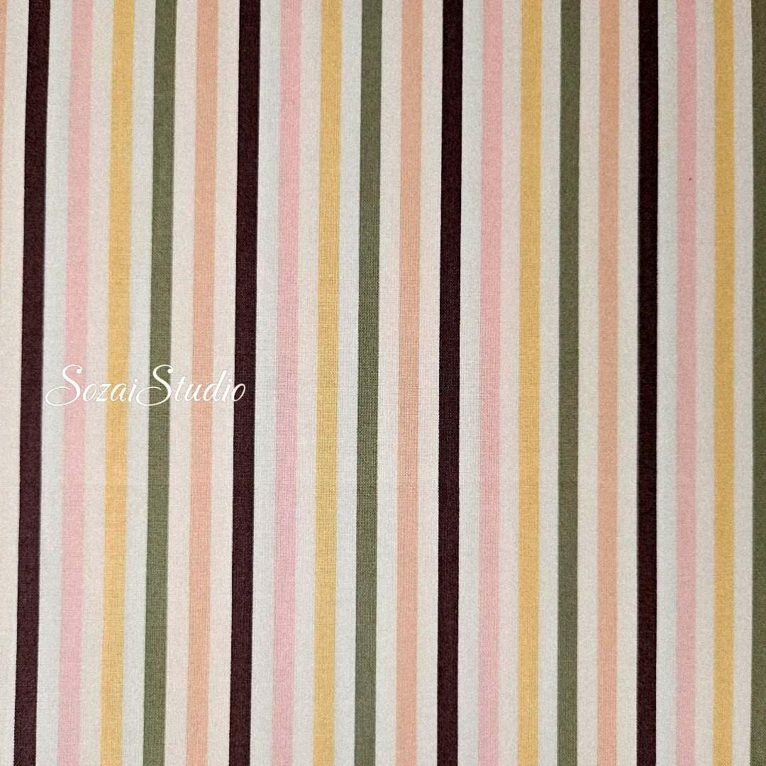 Japanese Cotton Fabric: Retro Vertical Stripe Print - Brown Line (by the yard)