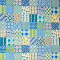 Japanese Floral Fabric: 70s Retro Cotton Patchwork, Blue - by the yard