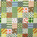 1 yard, Japanese Floral Patchwork Fabric: Green, 70s Retro Koko Seki Design