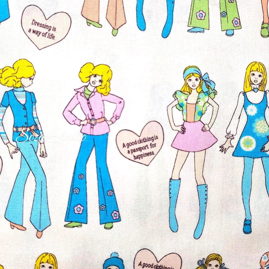 Koko Seki Retro Disco Girls Fabric: 70's Japanese Cotton Muslin, by the yard