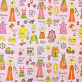 Koko Seki Japanese Fabric: 1970s Retro Print Cotton Muslin - Pink, by the yard
