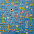 Koko Seki Japanese Fabric: 1970s Retro Blue Cotton Muslin - by the yard