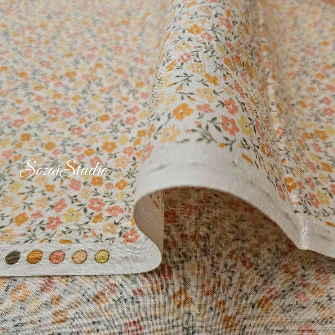 Japanese fabric - Flore Collection Petit Flower, ORANGE - 100% Cotton (Print) - by the yard