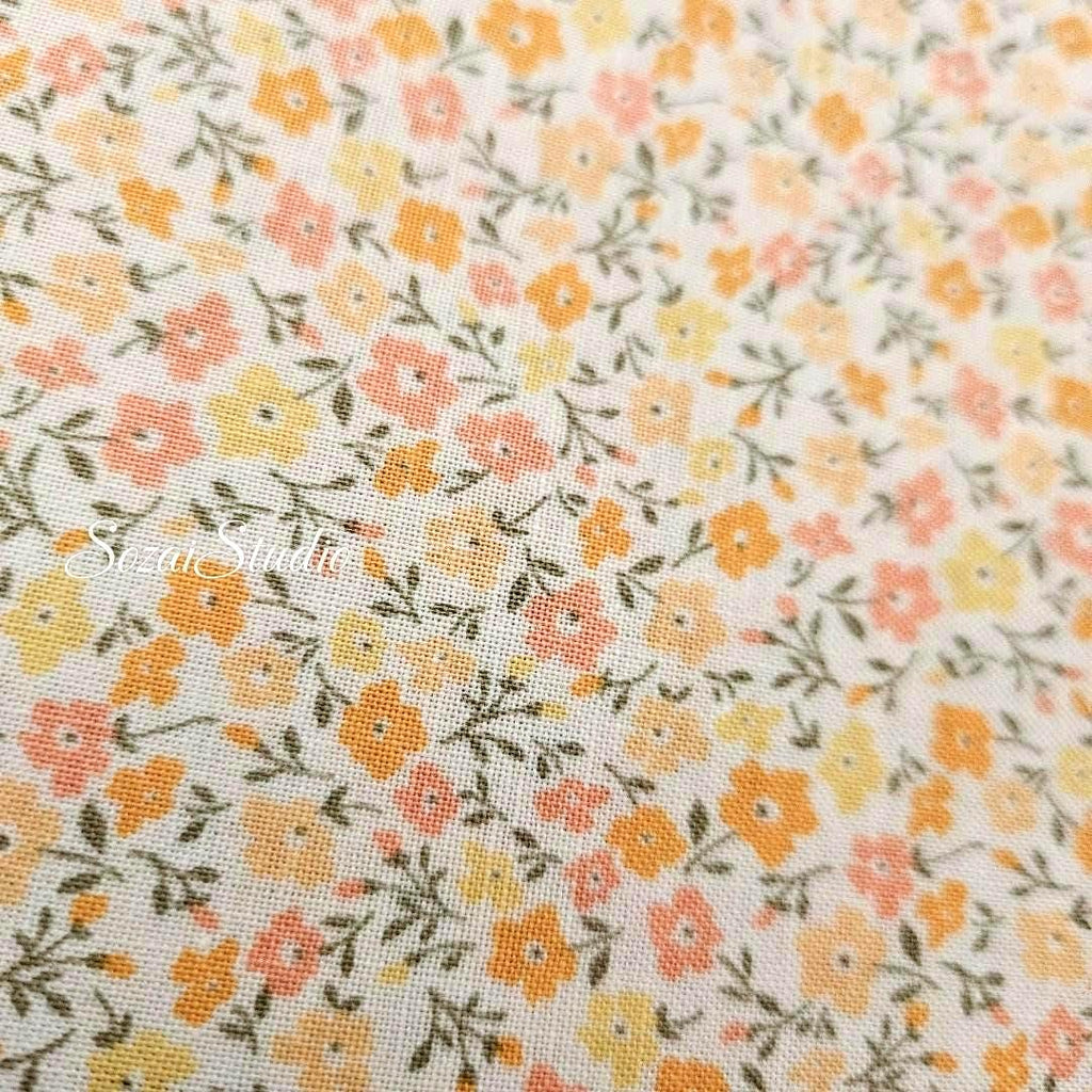 Japanese fabric - Flore Collection Petit Flower, ORANGE - 100% Cotton (Print) - by the yard
