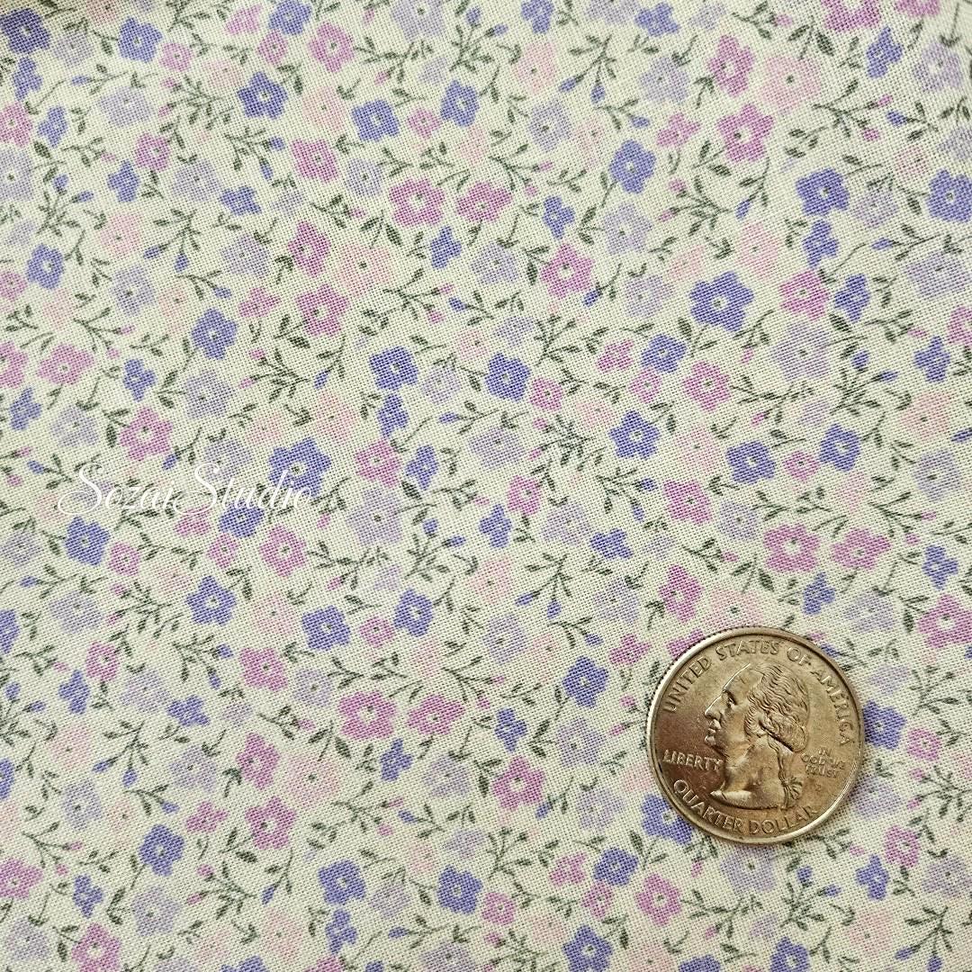 1 Yard Japanese Floral Cotton Fabric: Light Purple Petit Flower Print