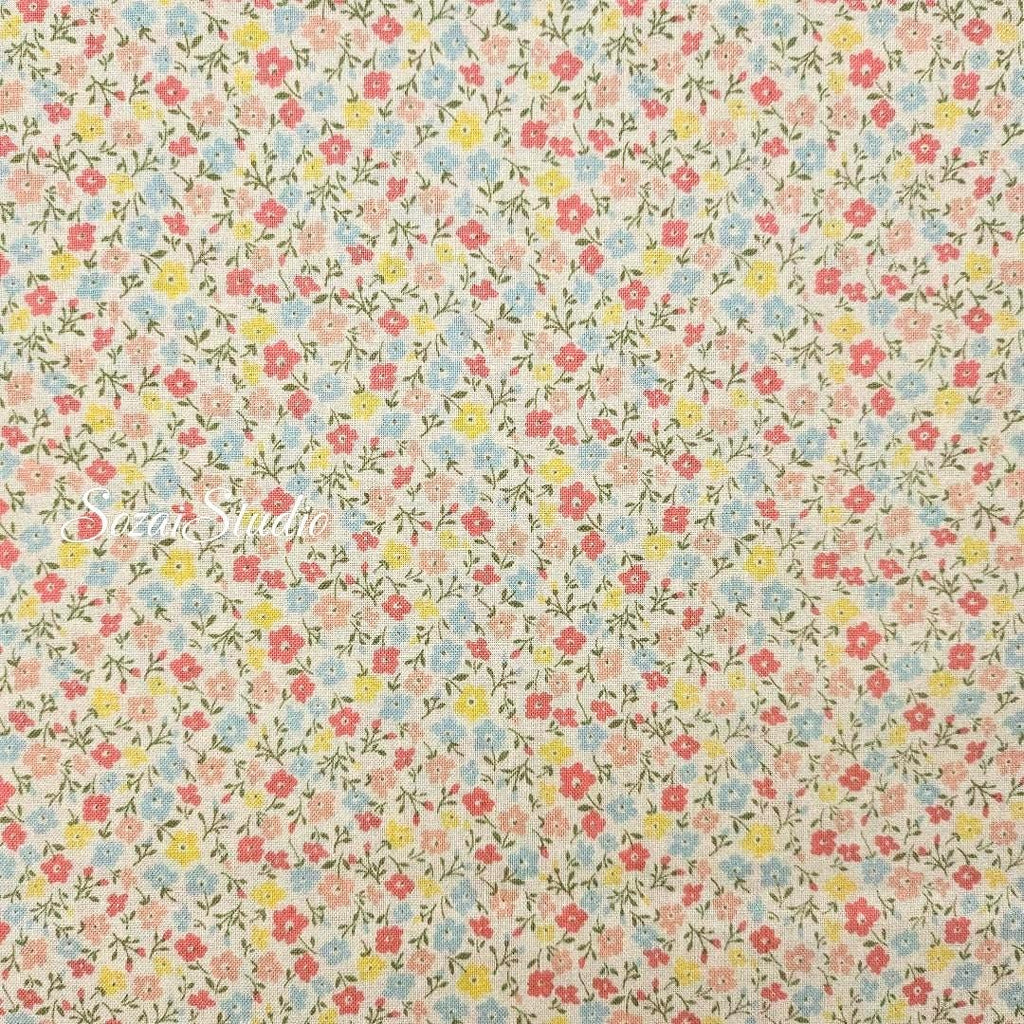 Japanese Cotton Fabric: Floral Print - Petit Flower Garden, by the yard