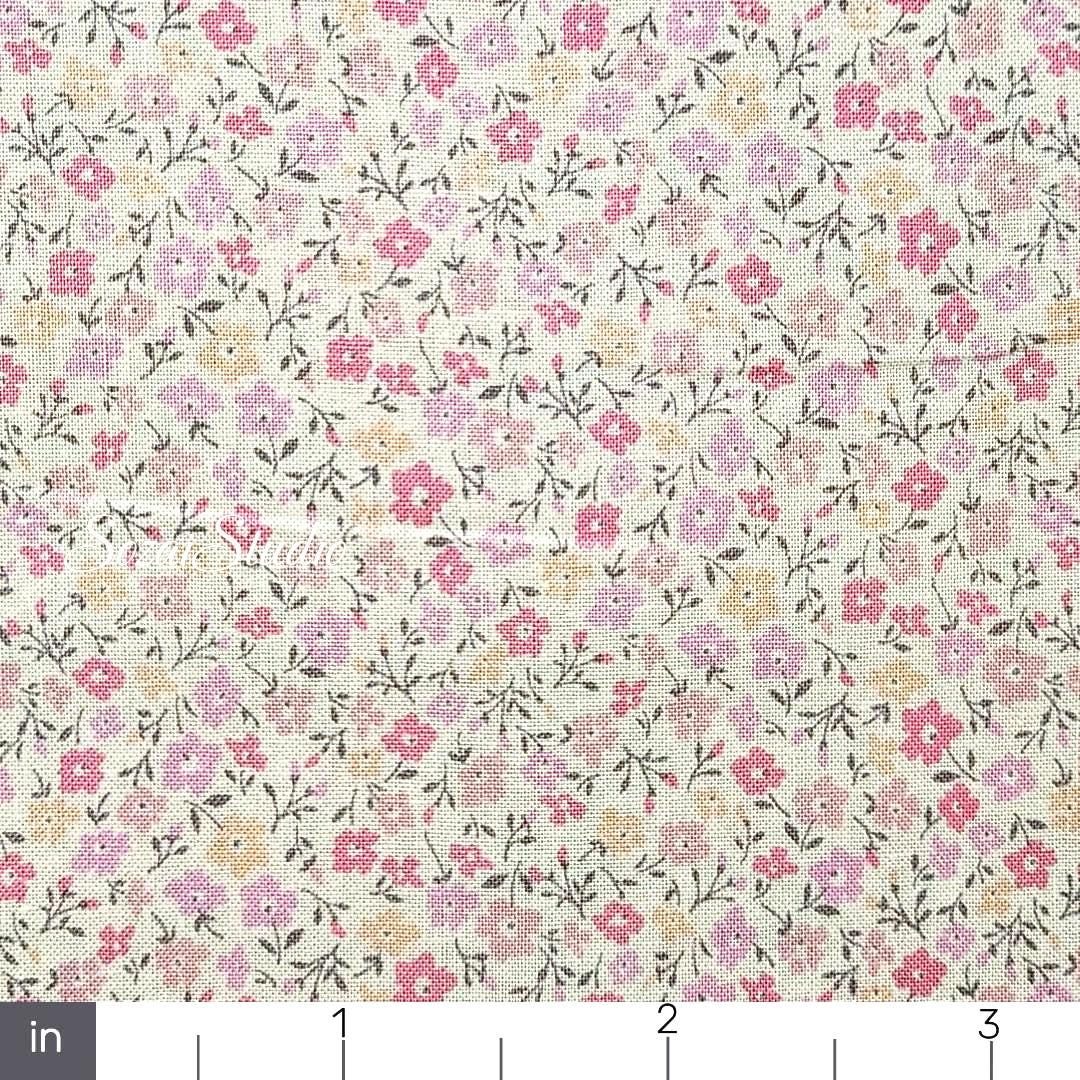 Japanese Cotton Fabric: Pink Floral Print - Petit Flower Garden, by the yard