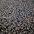 1 Yard Indigo Slub Japanese Cotton Fabric: Hand-Dyed Karakusa Pattern