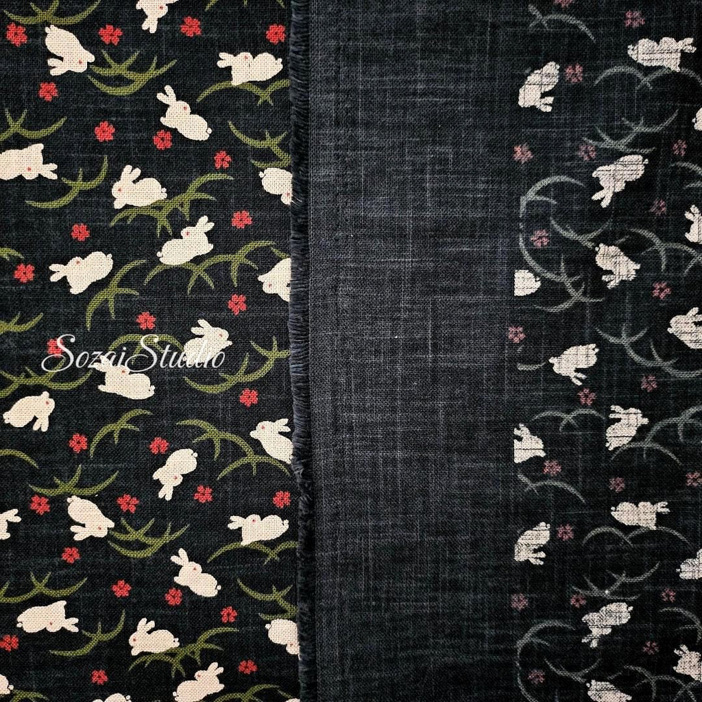 1 Yard Indigo Rabbit Slub Cotton Fabric: Hand-Dyed Japanese Wagara Print