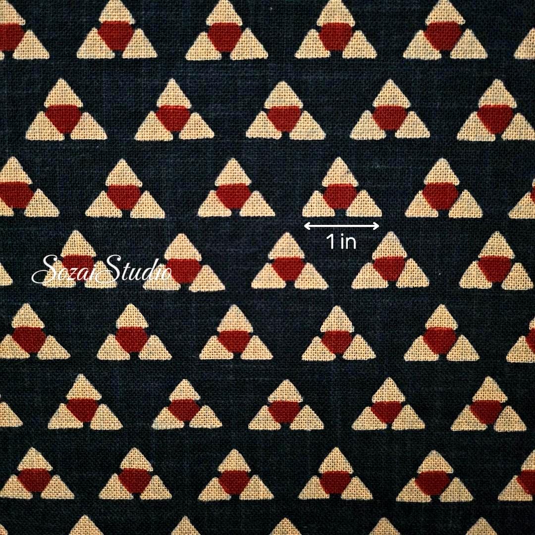 1 Yard Hand-Dyed Indigo Uroko Fabric: Japanese Cotton Slub, Traditional Scales Pattern