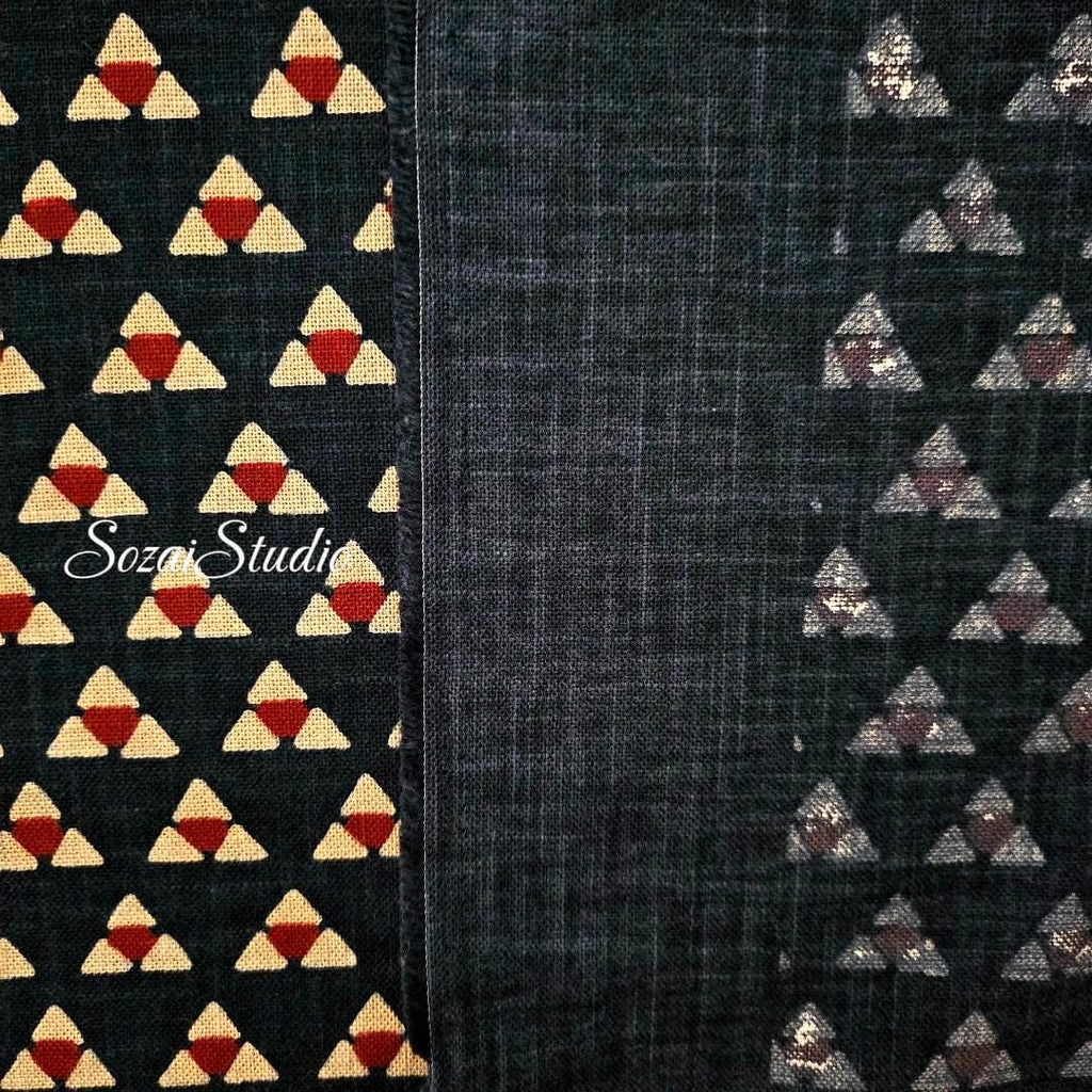 1 Yard Hand-Dyed Indigo Uroko Fabric: Japanese Cotton Slub, Traditional Scales Pattern