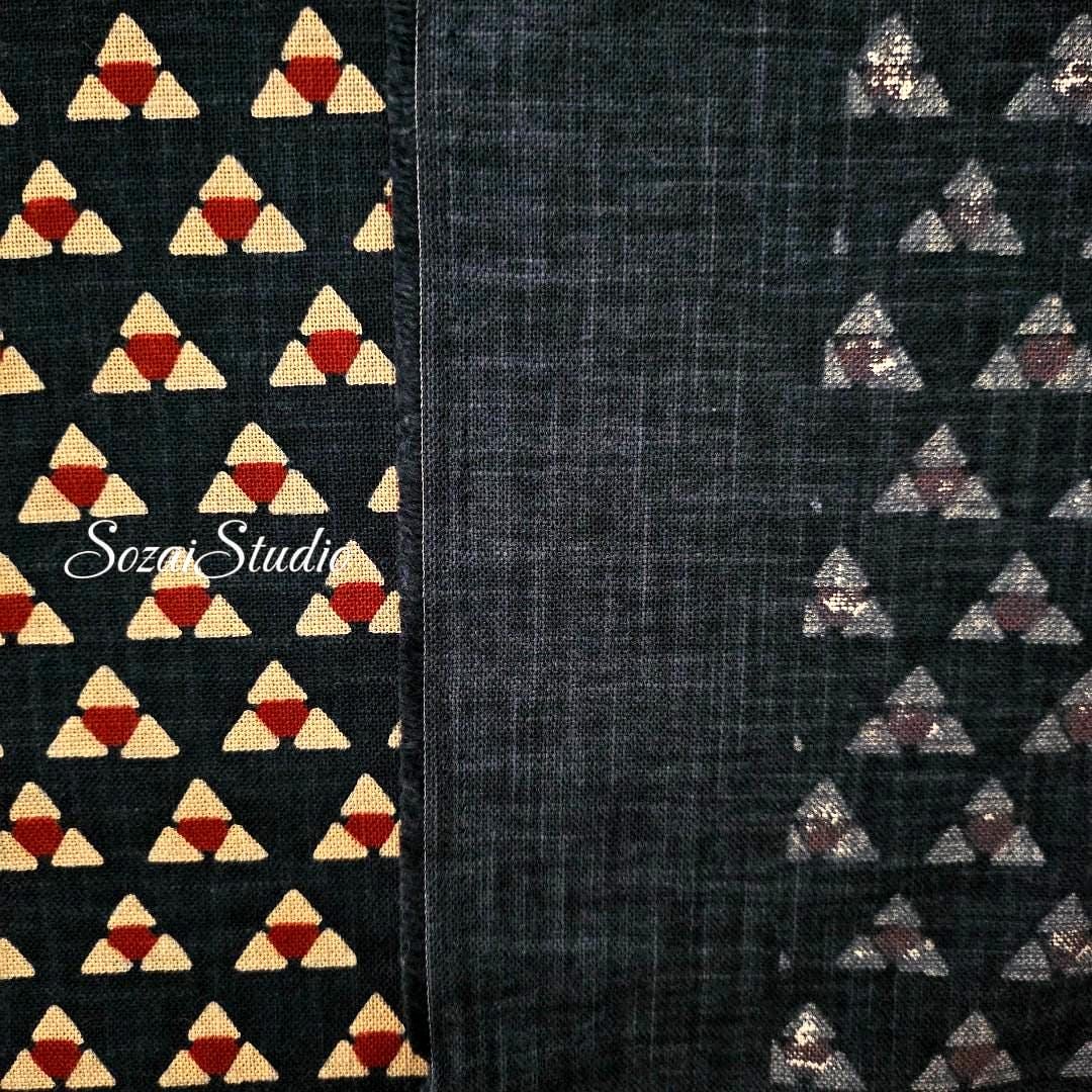 1 Yard Hand-Dyed Indigo Uroko Fabric: Japanese Cotton Slub, Traditional Scales Pattern