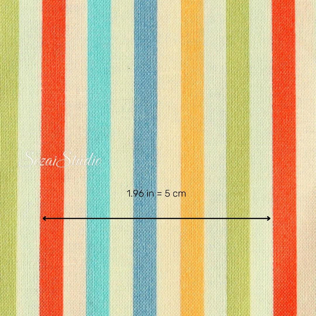 Japanese Cotton Fabric: Retro Orange Stripe Print - by the yard