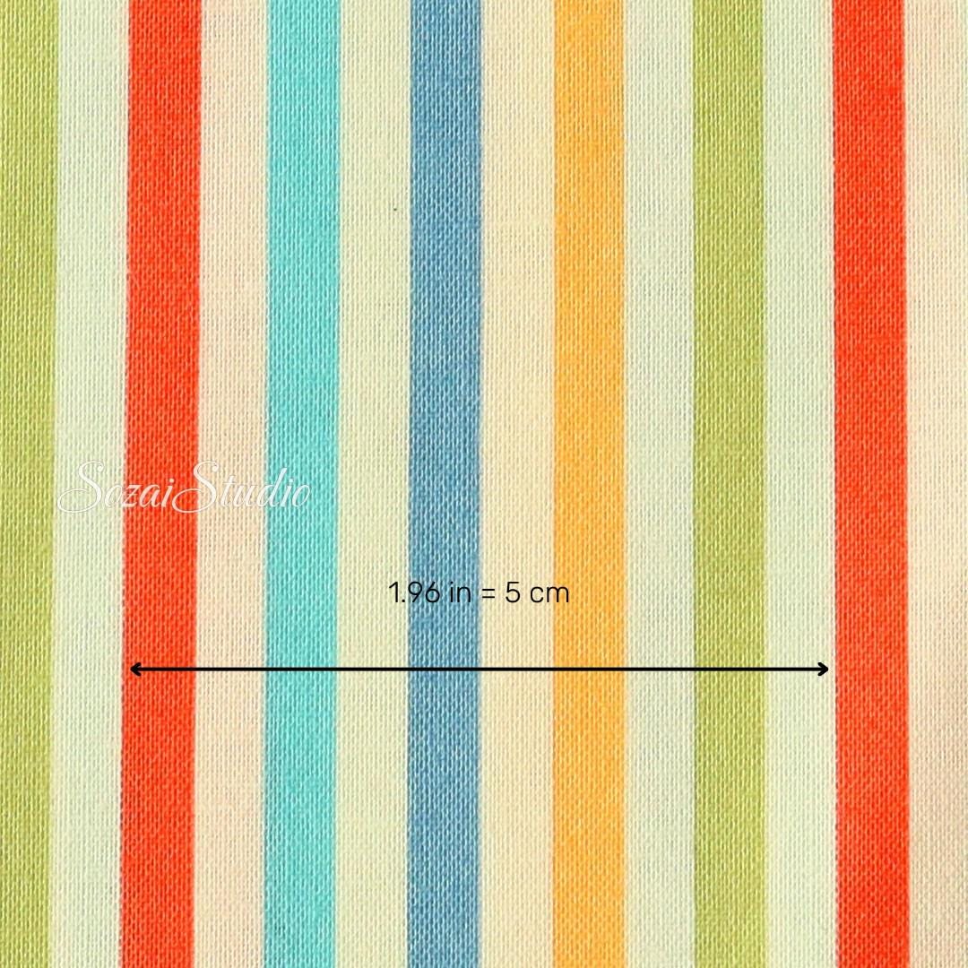 Japanese Cotton Fabric: Retro Orange Stripe Print - by the yard