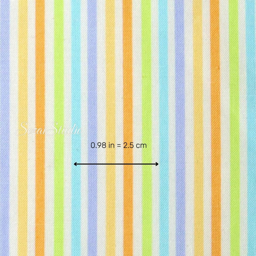 Japanese Cotton Fabric: Retro Five Color Vertical Stripe - by the yard