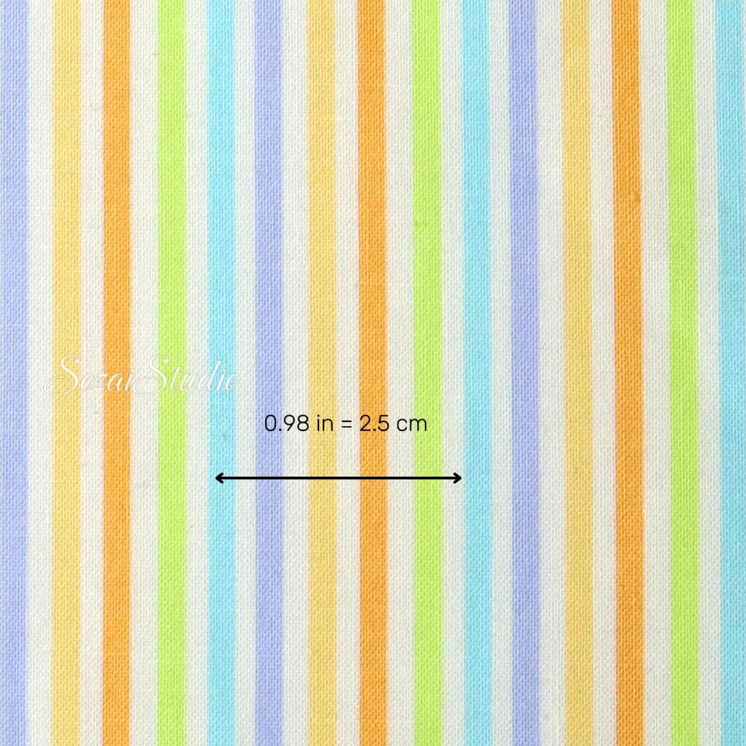 Japanese Cotton Fabric: Retro Five Color Vertical Stripe - by the yard