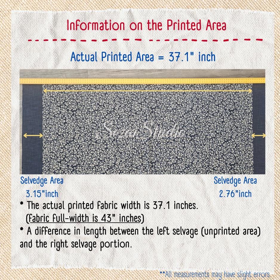 1 Yard Indigo Slub Japanese Cotton Fabric: Hand-Dyed Karakusa Pattern