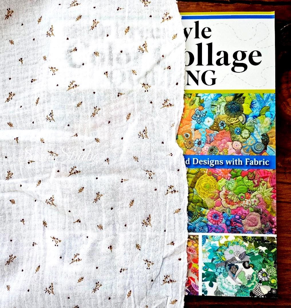 Small Tree Branch Fruit, White - 100% Cotton Double Gauze (Printed), by the yard