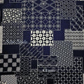 Japanese fabric - Takumi series, Sashiko geometric patterns, Navy - 100% cotton sheeting, by the yard