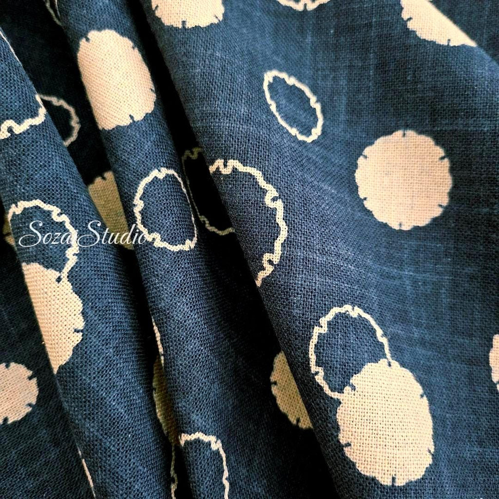 1 Yard Lucky YUKIWA Pattern,  100% Cotton Japanese Fabric: Indigo color