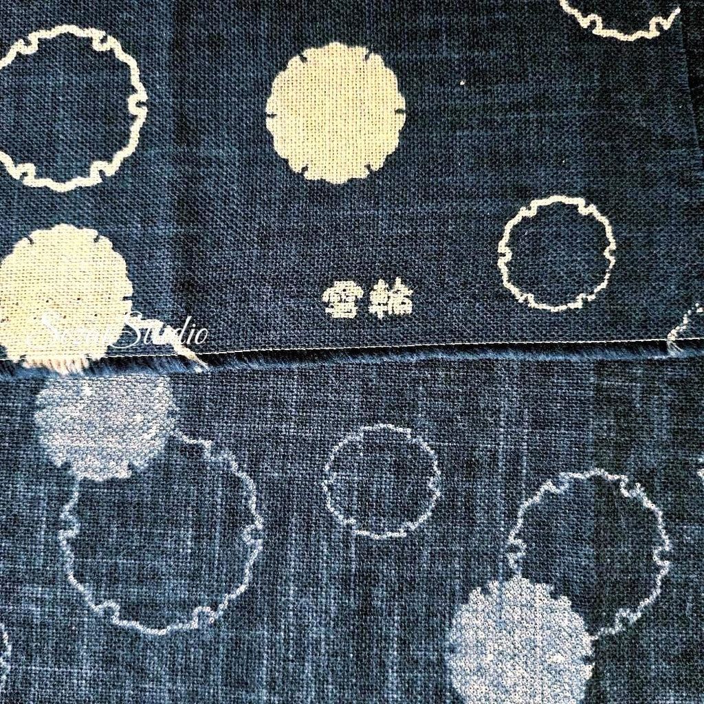 1 Yard Lucky YUKIWA Pattern,  100% Cotton Japanese Fabric: Indigo color