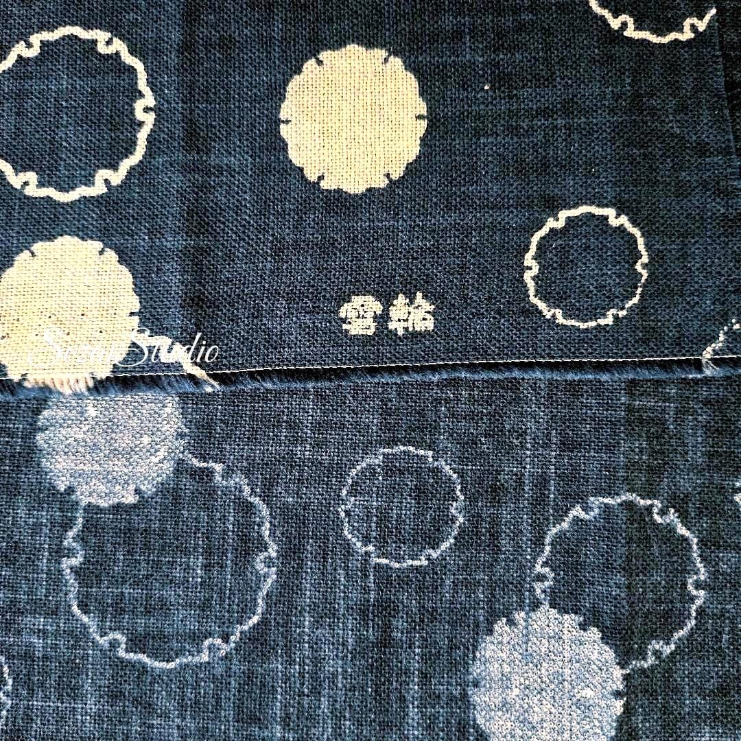 1 Yard Lucky YUKIWA Pattern,  100% Cotton Japanese Fabric: Indigo color