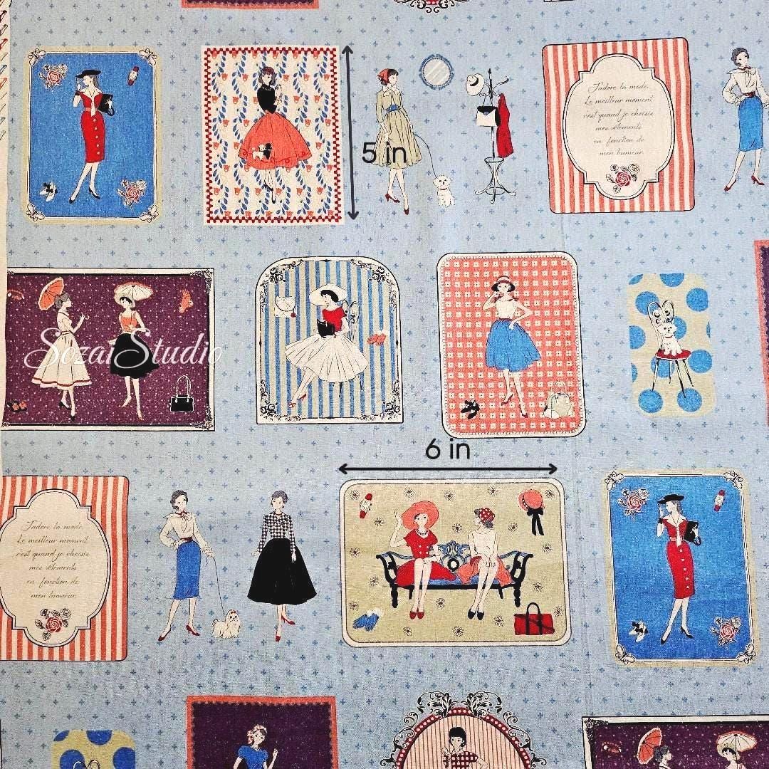 Koko Seki Japanese fabric, Couturière, Blue - 100% Cotton Print Sheeting, by the yard