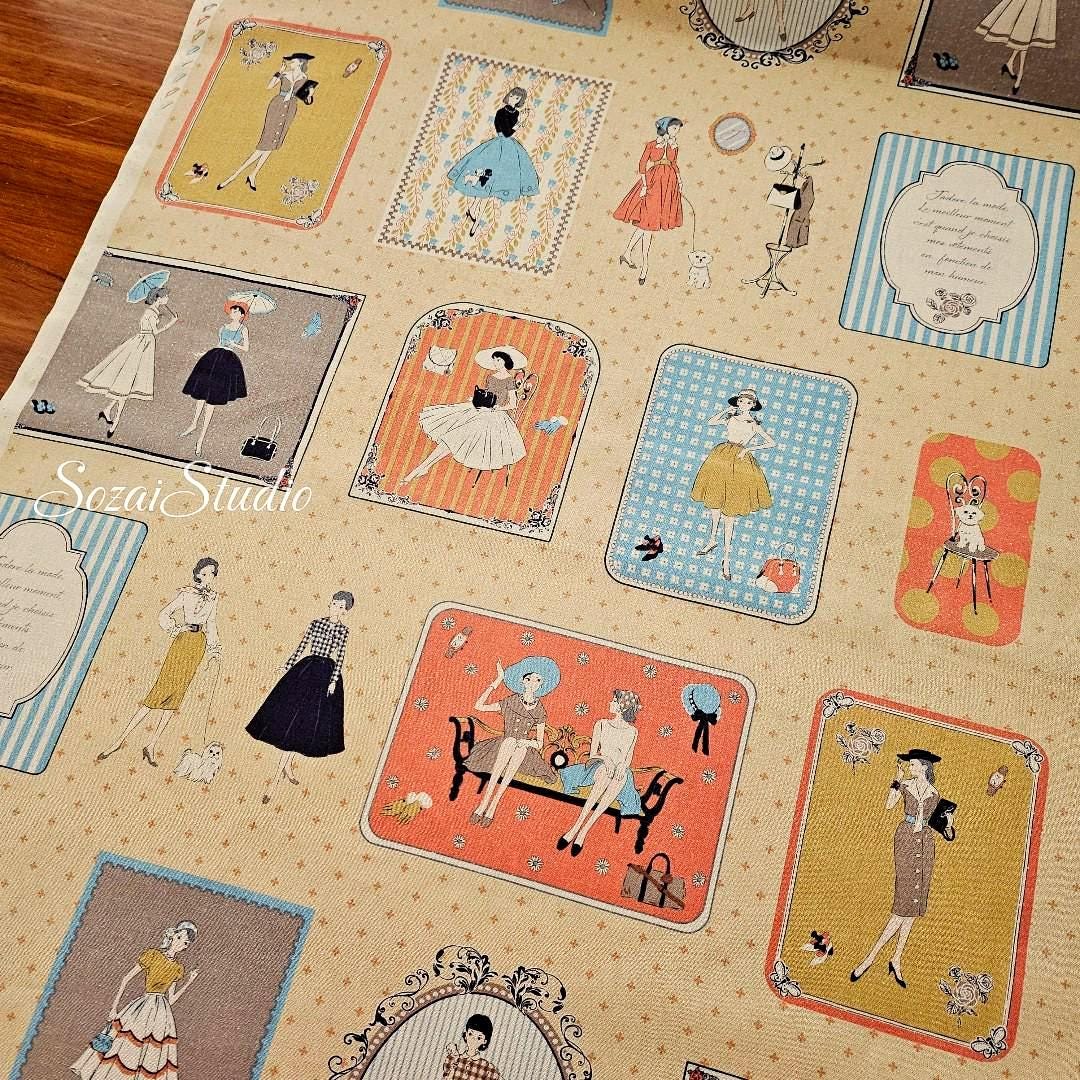 Japanese Cotton Fabric: KOKO SEKI Retro Yellow Print, by the yard