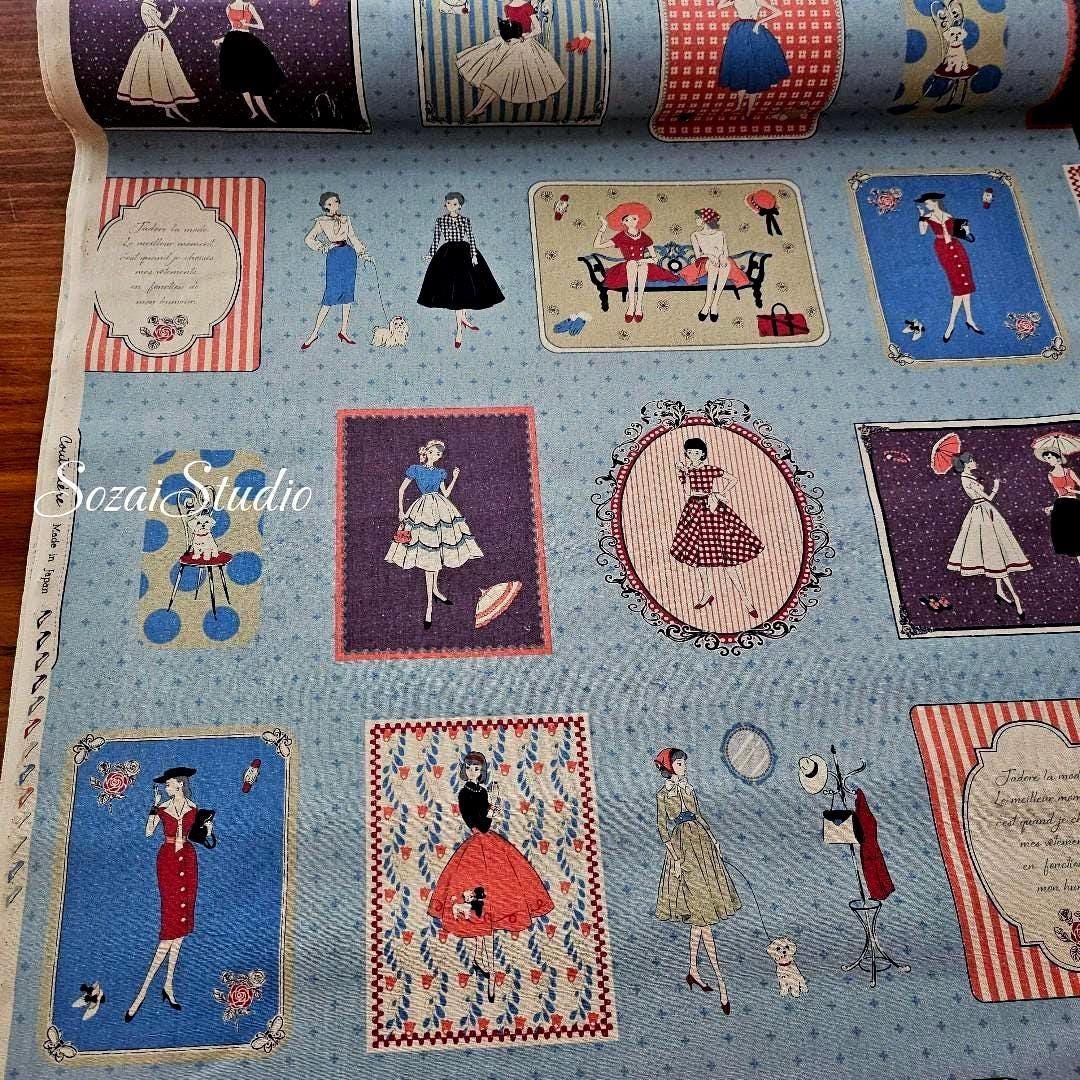 Koko Seki Japanese fabric, Couturière, Blue - 100% Cotton Print Sheeting, by the yard