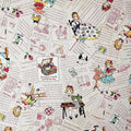 KOKO SEKI Japanese Fabric: Sewing Girl Collage, Light Pink Cotton - by Yard